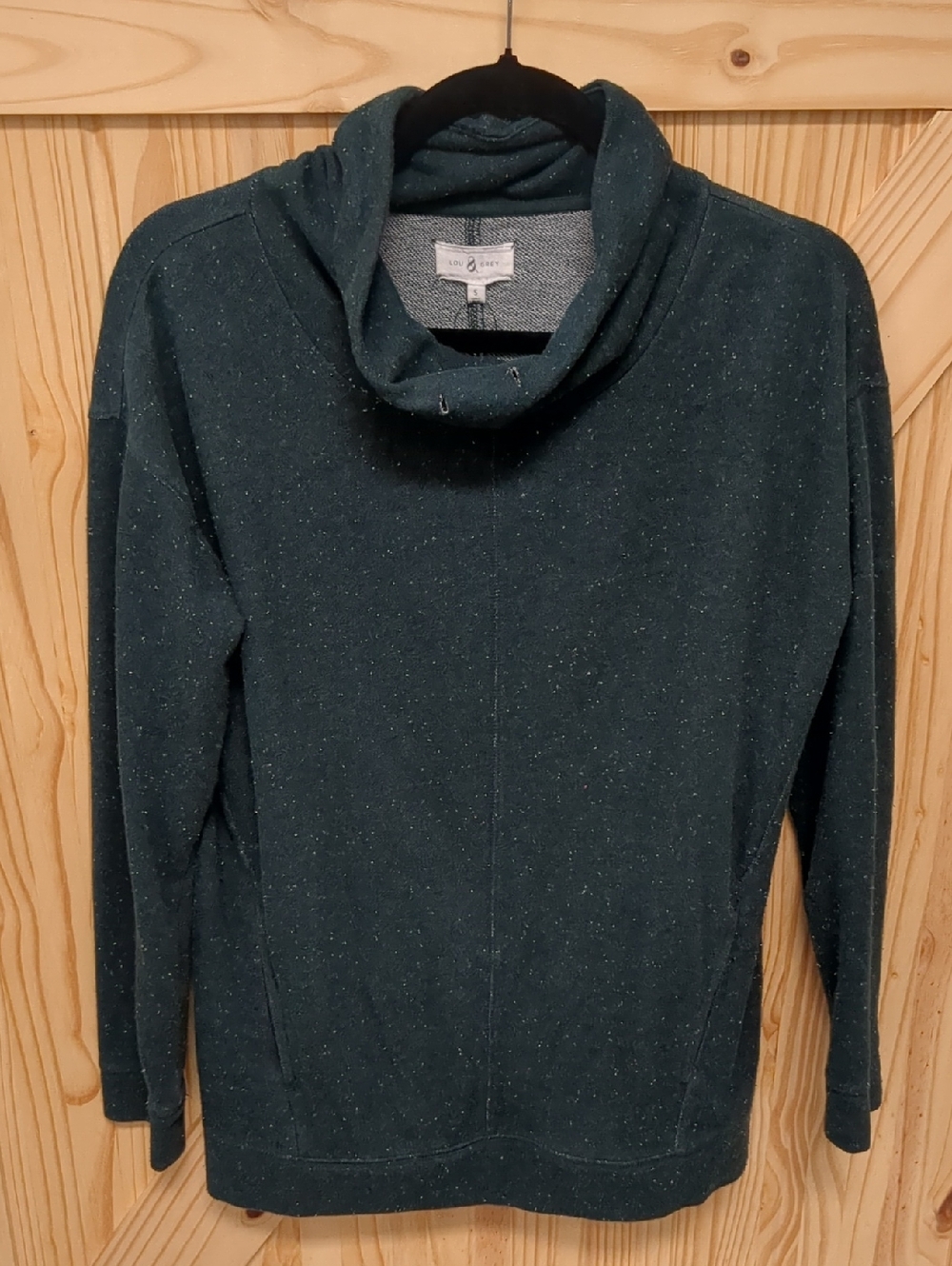 Women's Dark Green Speckled Cowl Neck Sweater